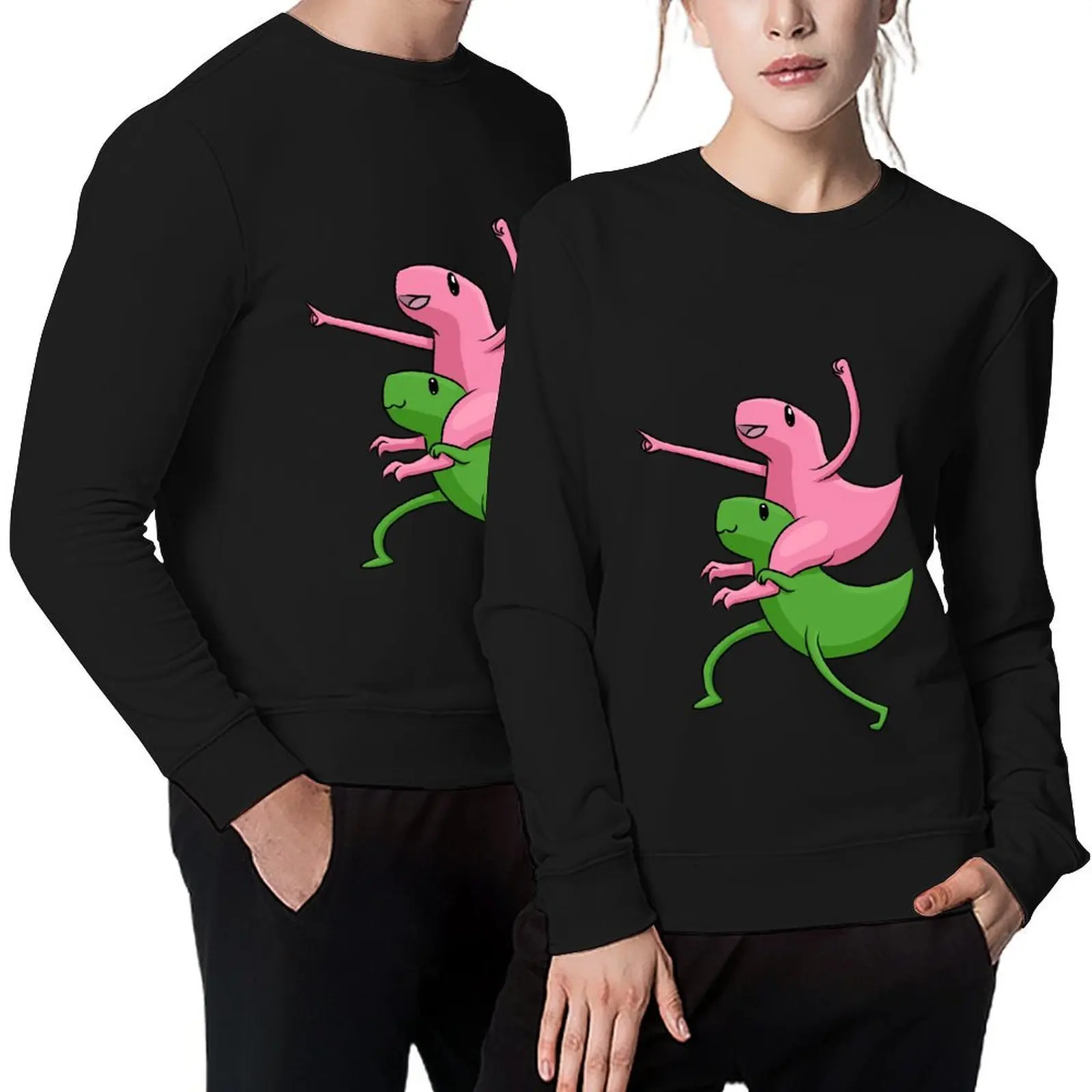 2 dino team up Pullover autumn korean autumn clothes graphic t shirts men aesthetic clothing sweatshirt men