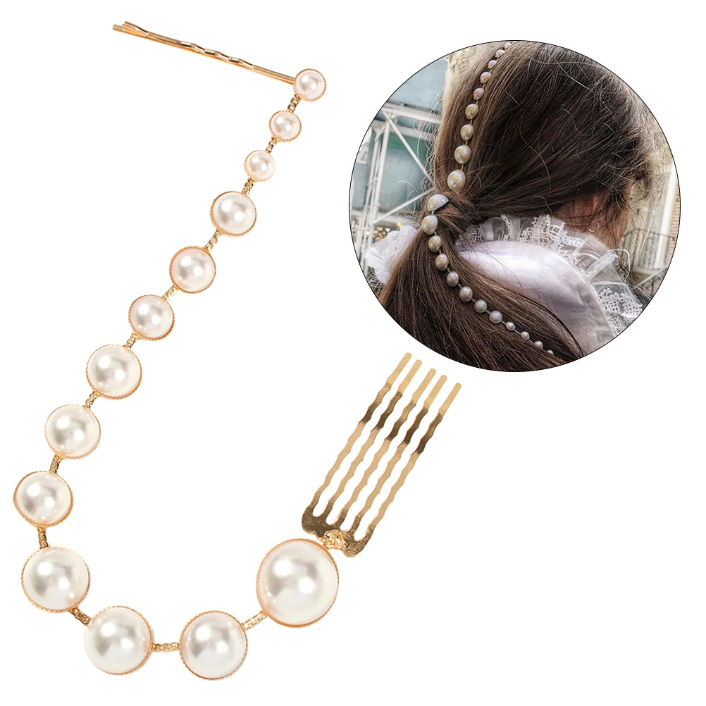 

Pearl Hair Clip Elegant Accessories Long Hairpin Stylish Bang Clip Durable Material Unique Design For Girls Daily Life Wedding