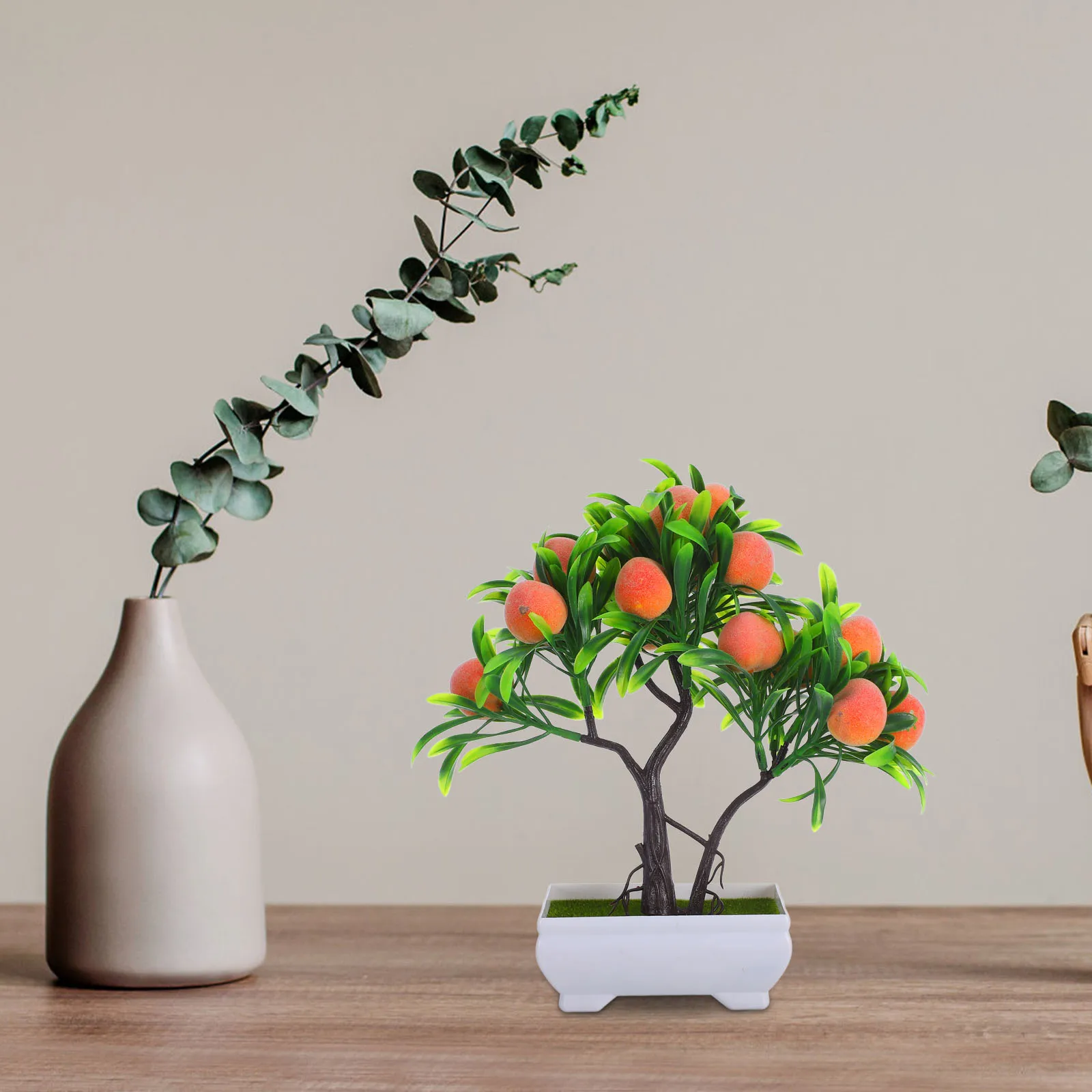 

Artificial Potted Peach Tree Bonsai Realistic Indoor Decor Plant Ornaments Desktop Adornments Home Office Bedroom GardenFake