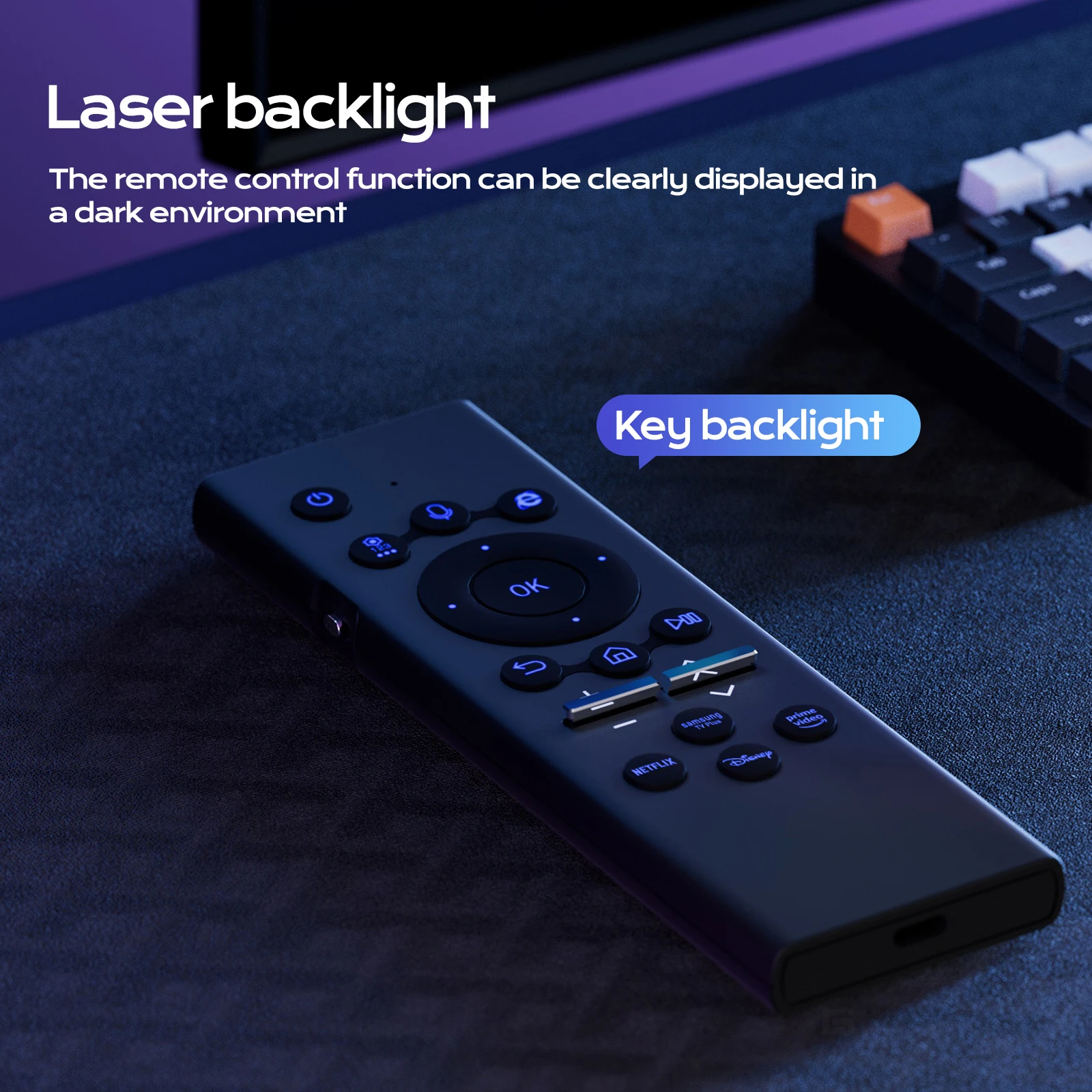 

For Samsung Smart TV Intelligent Voice Remote Control with Backlit Keyboard Wireless Voice RC Compatible with 2019 To 2024 TV