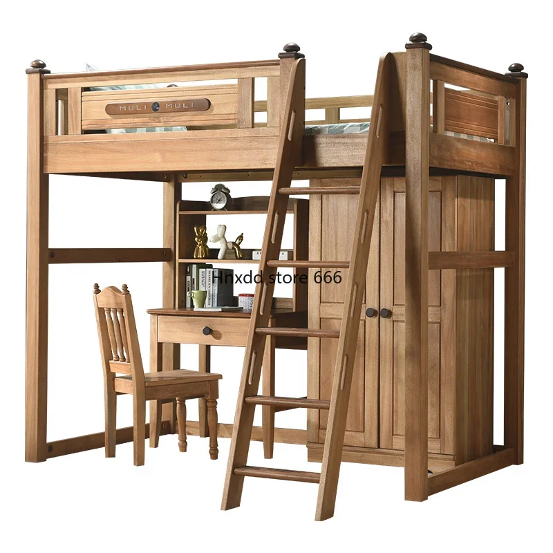 Small apartment multi-functional with study table and chair wardrobe children's bunk bed