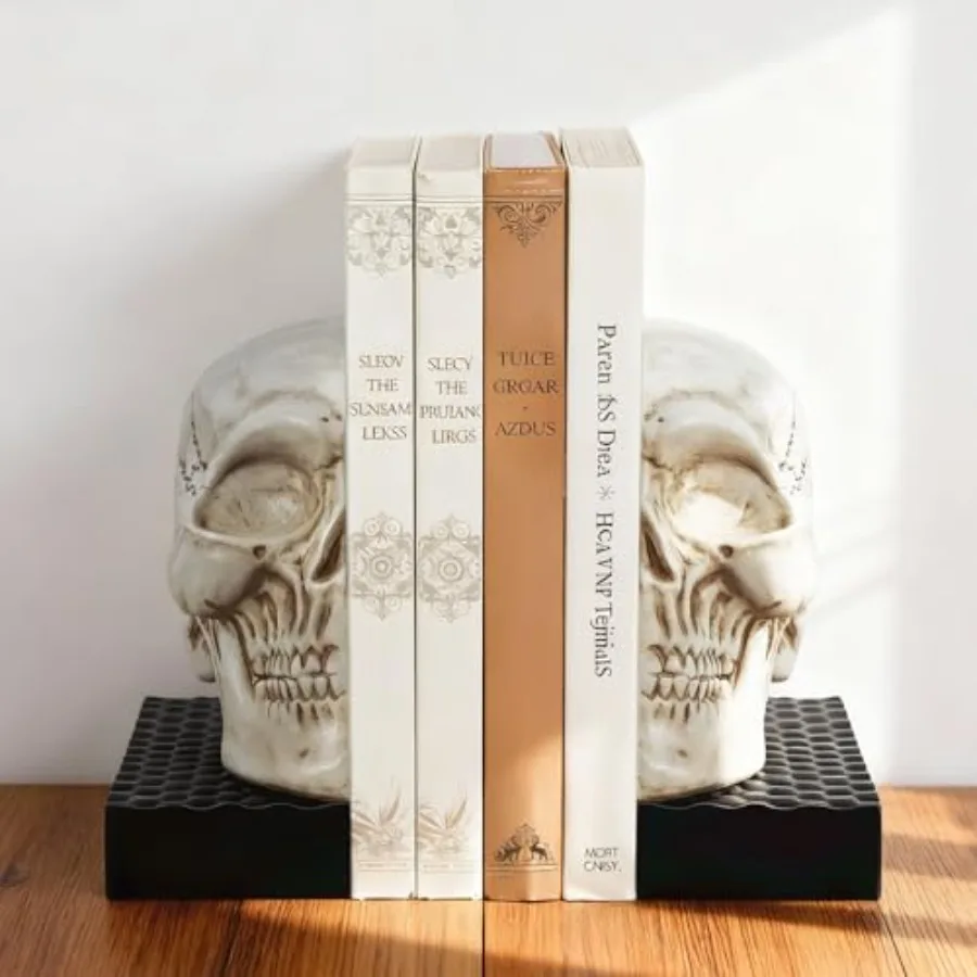

Декоративные подставки для книг в виде черепов, антикварный готический стиль, дизайн в виде черепа, из смолы, в виде человеческой головы, для полок и декора зала