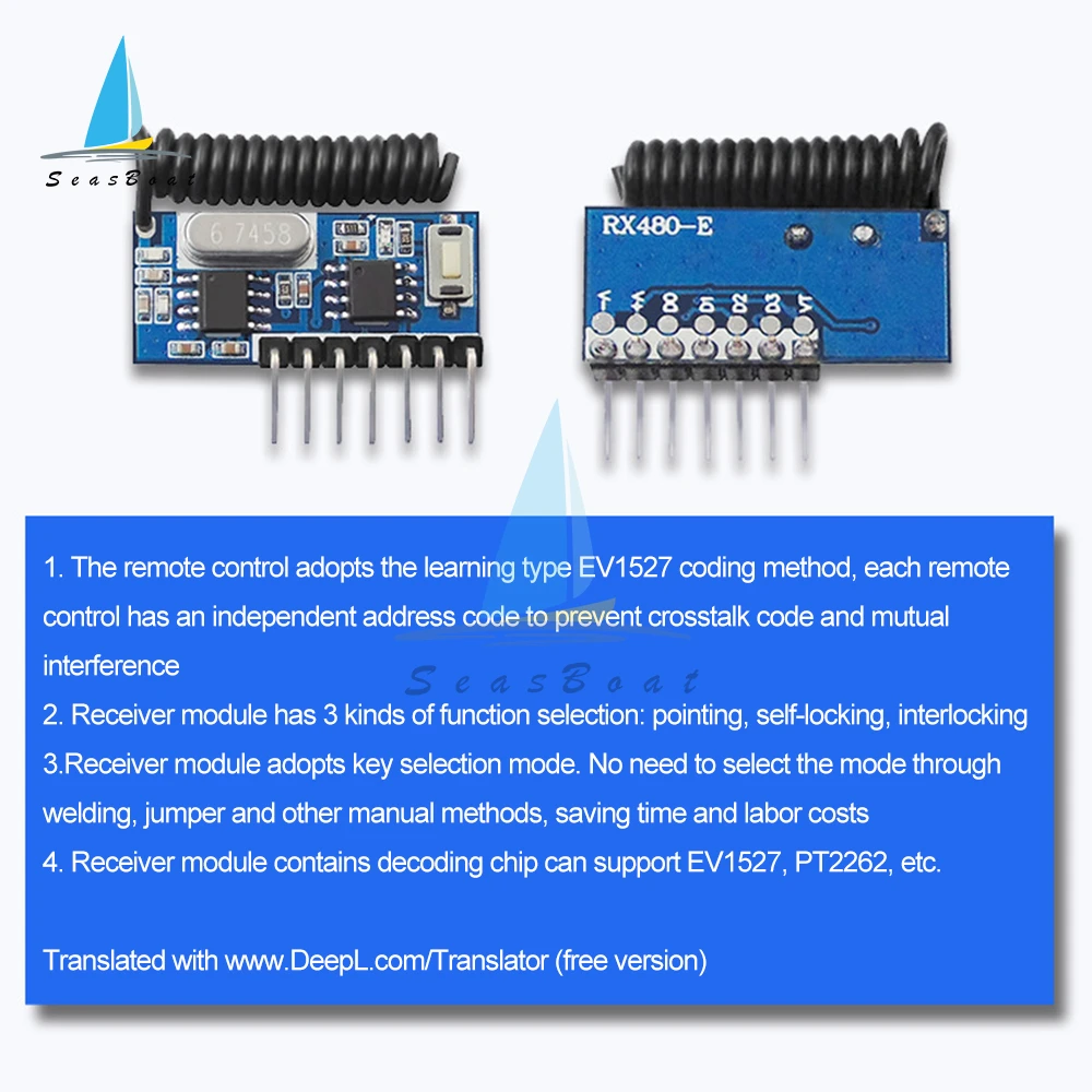 DC 3.3V-5V 433Mhz RF Receiver Learning Code Decoder Module 433 Mhz Wireless 4 CH Output For Remote Controls