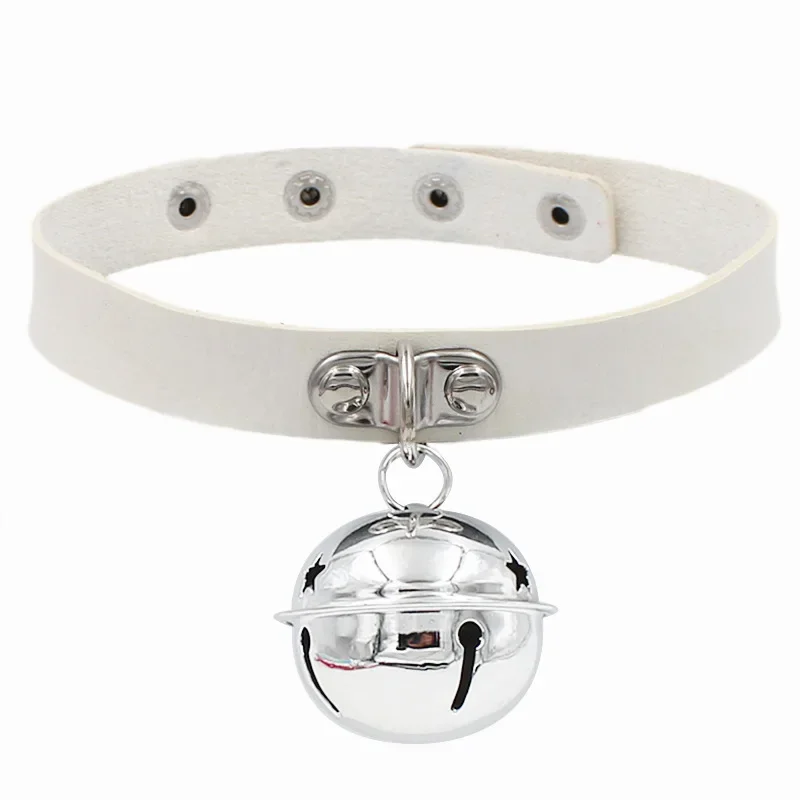 خمر الفاخرة جرس قلادة للنساء موضة الشرير بولي Leather الجلود المختنق طوق سلسلة مجوهرات أشياء باردة زوجين هدية الهالوين #3