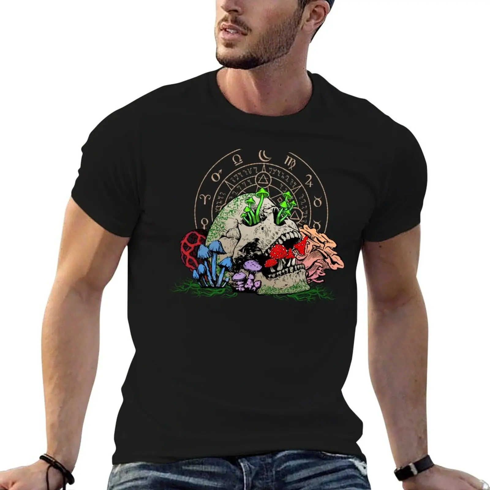 Mushroom Skull T-Shirt Breathable Gym Short Sleeve T-Shirt