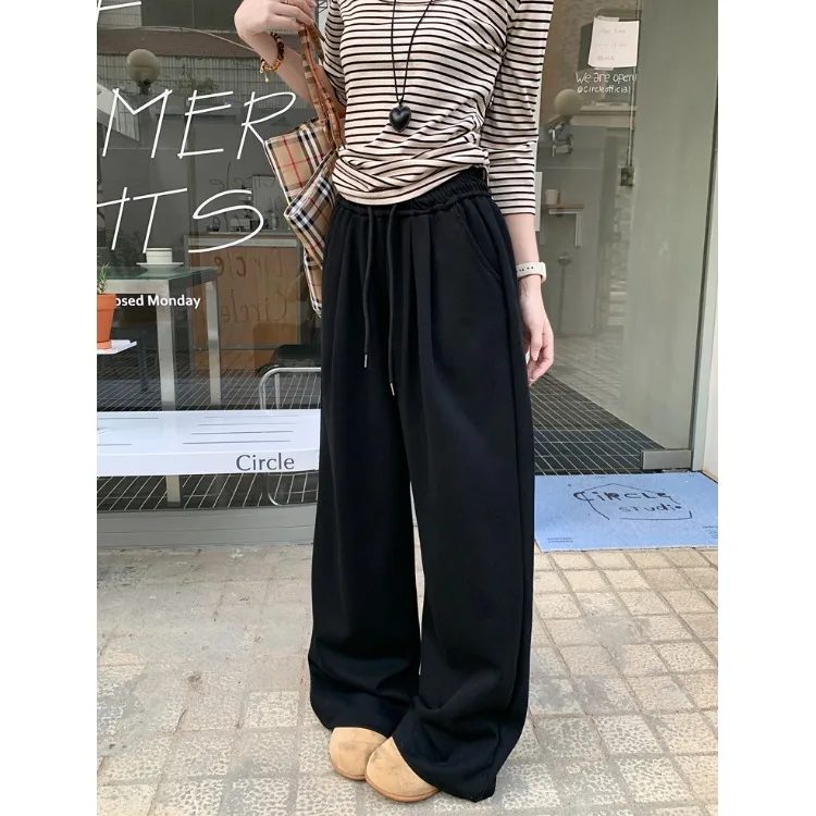 Korean Sle High Waist Wide Leg Casual Pants Women's Loose Fit Drapey Lazy Sle Autumn 2025 New Straight Cut Slimming Long ...