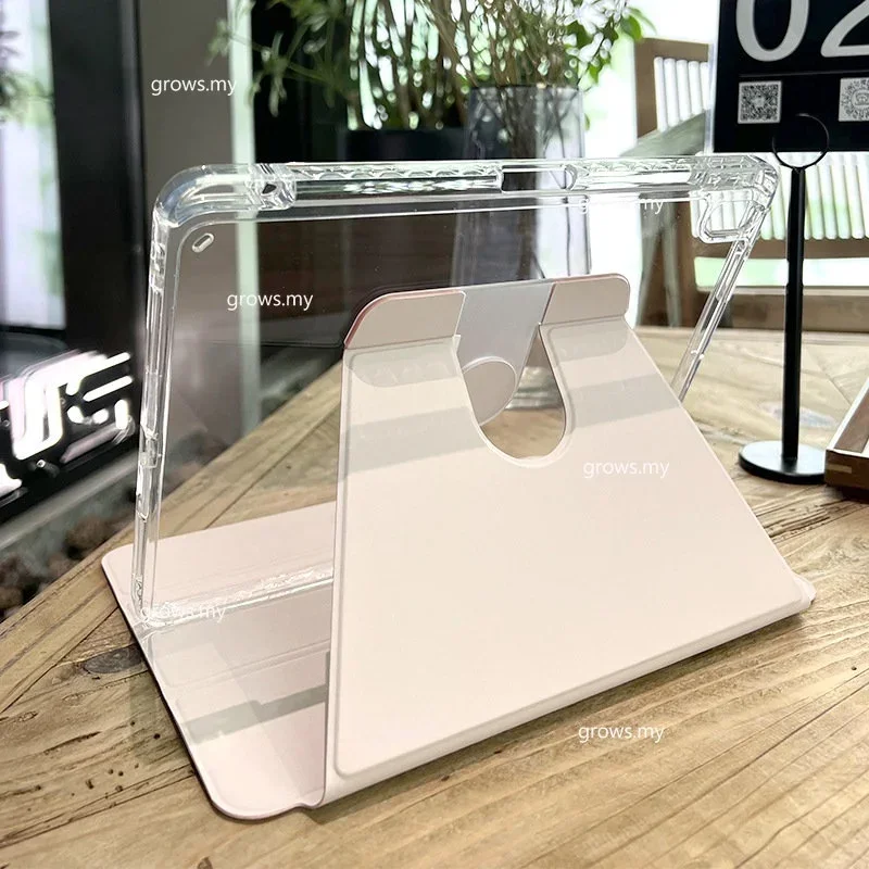 For iPad Air 5 10.9 2022 Air 4 3 2 1 Case 360° Rotation With Pencil Holder Cover for iPad 10th 10.9 Pro 11 12.9 Transparent