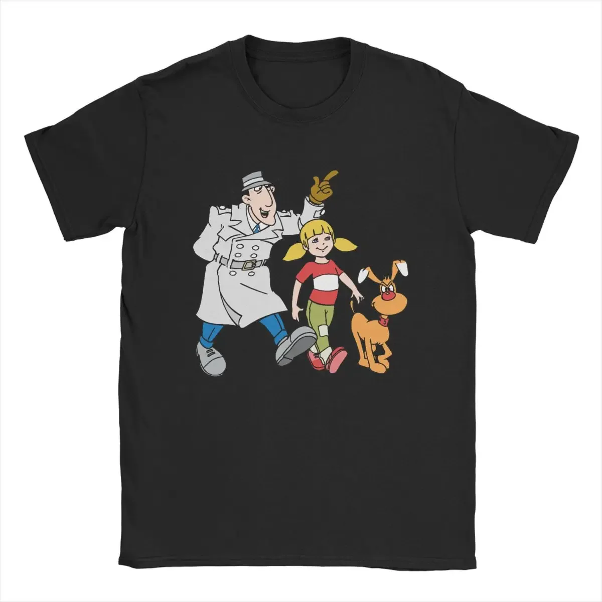 80s Cartoon Short Sleeve Tees Printed Clothing Vintage Inspector Gadget Team T-Shirts for Men Round Neck 100% Cotton T Shirts