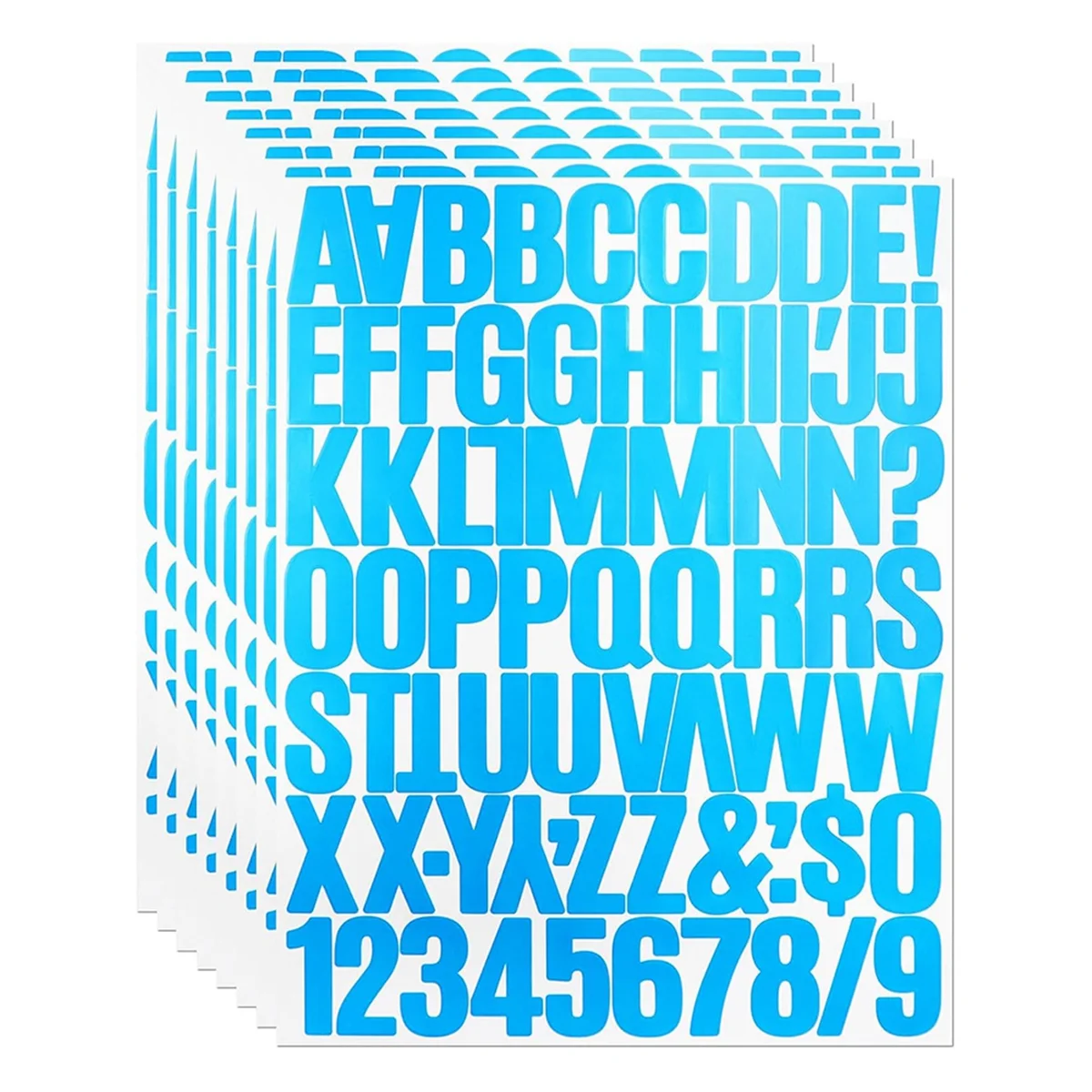 2025+ 8 Sheets 1.5 Inch Letter Number Stickers,576 Pieces Adhesive Alphabet Sticker Letters Decals for Scrapbooking Light Blue