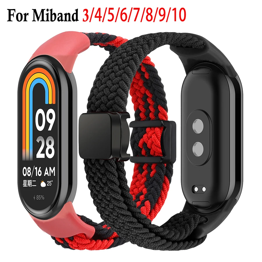 

Нейлоновый ремешок для Xiaomi Mi Band 10 9 8, высококачественный дышащий спортивный браслет-браслет для Miband 7, 6, 5 4, ремешок с магнитной пряжкой