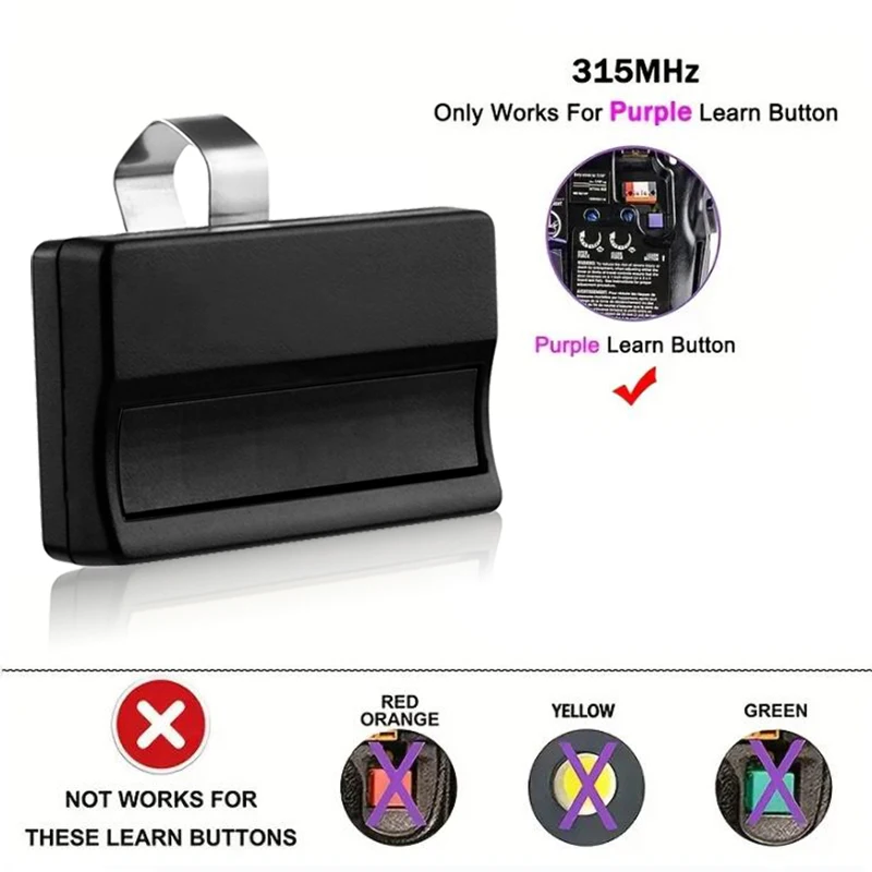 LiftMaster 371LM 373LM 370LM 372LM CHAMBERLAIN 950D 953D 956D 950CD 953CD Garage Door Remote Control Purple Learn Buttons Opener view 3