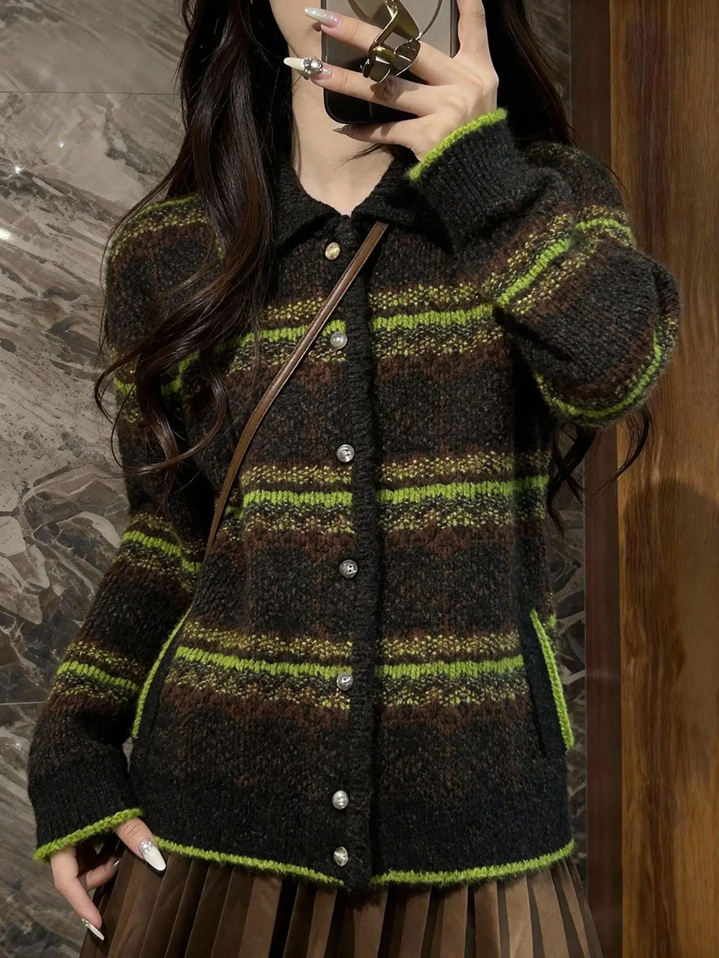 

Ретро-свитер в полоску для женщин, свободный крой, модный, универсальный, в корейском стиле, весенняя новинка, с завышенной талией, для повседневной носки