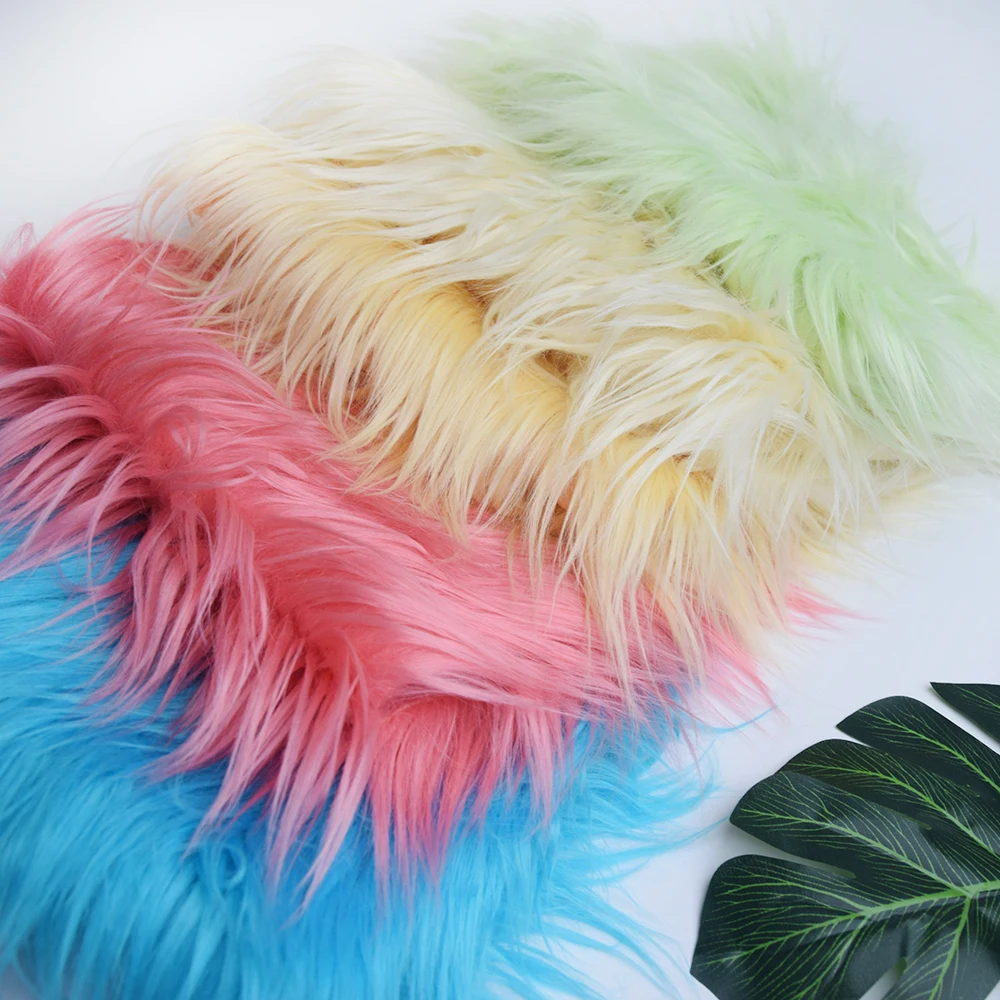 New Arrival Faux Fur Fabric 46 Colors 25x45cm 100% Polyester Fabric 8cm Soft  Long  Plush Handmade Doll/clothing Shaggy Fabric