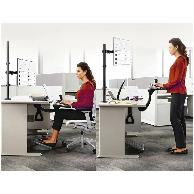 Soporte de Monitor de brazo largo ajustable para pantalla de ordenador de 15,6-32 pulgadas, elevador de altura, soporte VESA de escritorio