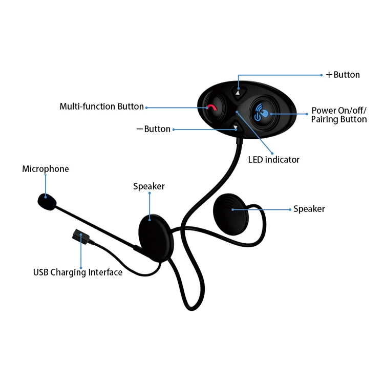 Hot sell Factory Motorcycle Helmet Wireless BT Headphone Handsfree Headset Stereo Music Speaker  for POC Zello Walkie Talkie App