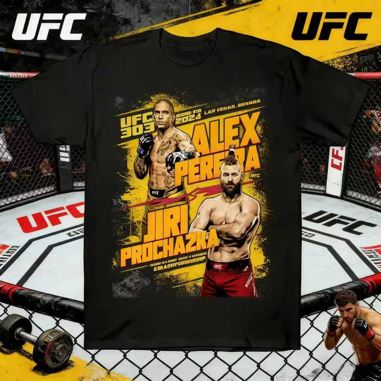 

Футболка UFC Alex Pereira, летняя коллекция 2026, 100% хлопок, с принтом, дышащая, повседневная, спортивная, унисекс