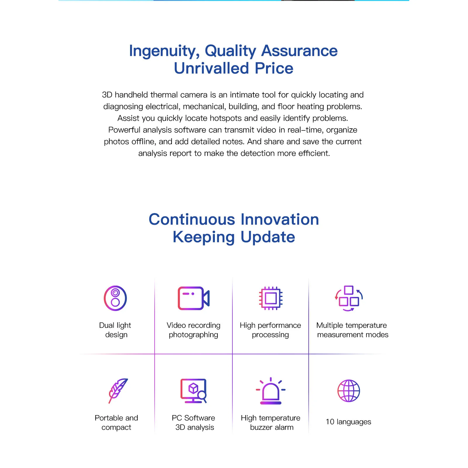 Handheld Infrared Thermal Imager High Accuracy 256 X 192 IR Resolution Thermal Imaging Camera for Construction for Electronics
