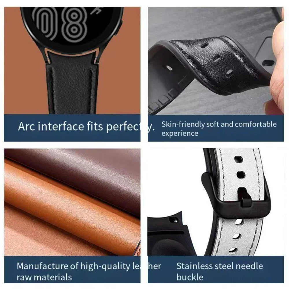 Pulseira de silicone + couro para samsung galaxy watch 7/6/5/4 44mm 40mm sem lacuna pulseira durável para relógio 47mm 42mm 43/46/45mm correa