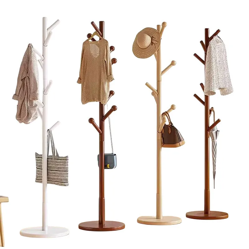 

Solid wood single pole vertical hanger, bedroom simple indoor living room hanger