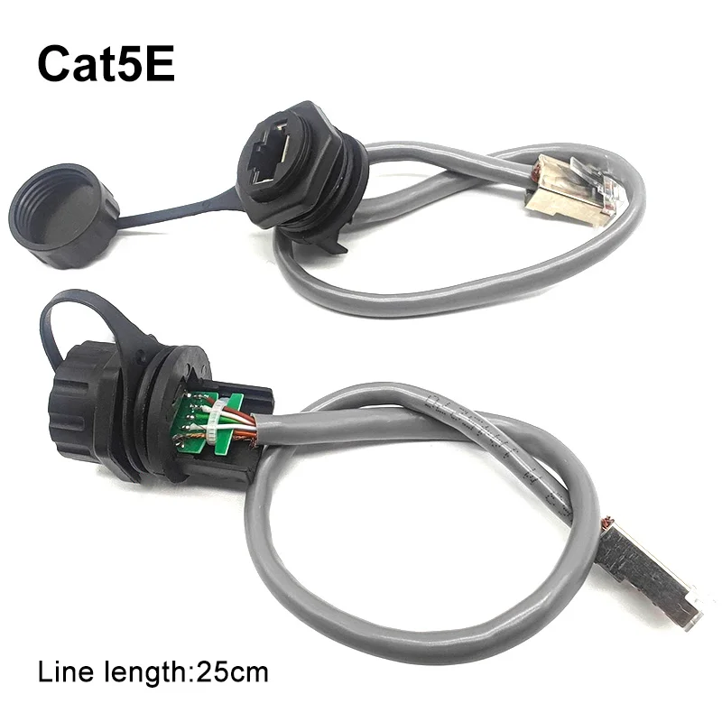 Conector de Cable de red impermeable M20 RJ45, Conector de Panel IP67 CAT6A, señal de datos CAT5E, Junta Base hembra, Terminal montado rj45