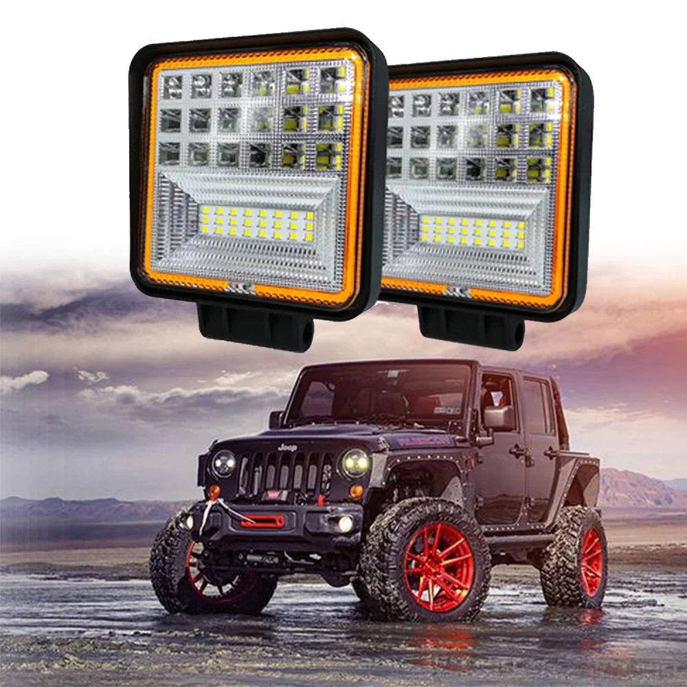 4 Inch 126W Car Led Work Light Off Road Work Lamp Square Super Bright Outdoor Driving Light Waterproof Spot Light For Trucks ATV