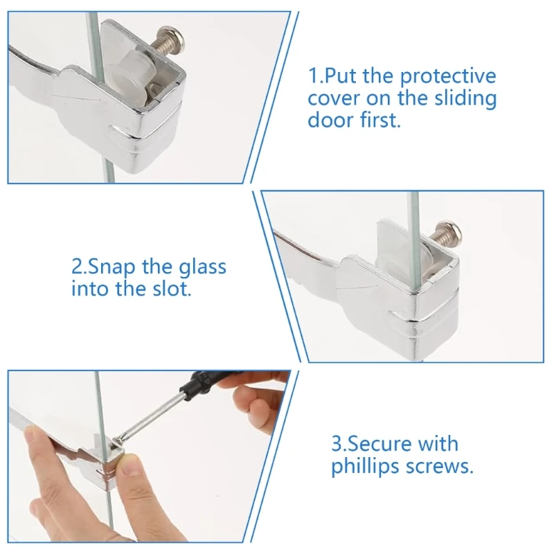 2Pcs Sliding Glass Door Lock with Key Security Glass Case Lock Easy to Install