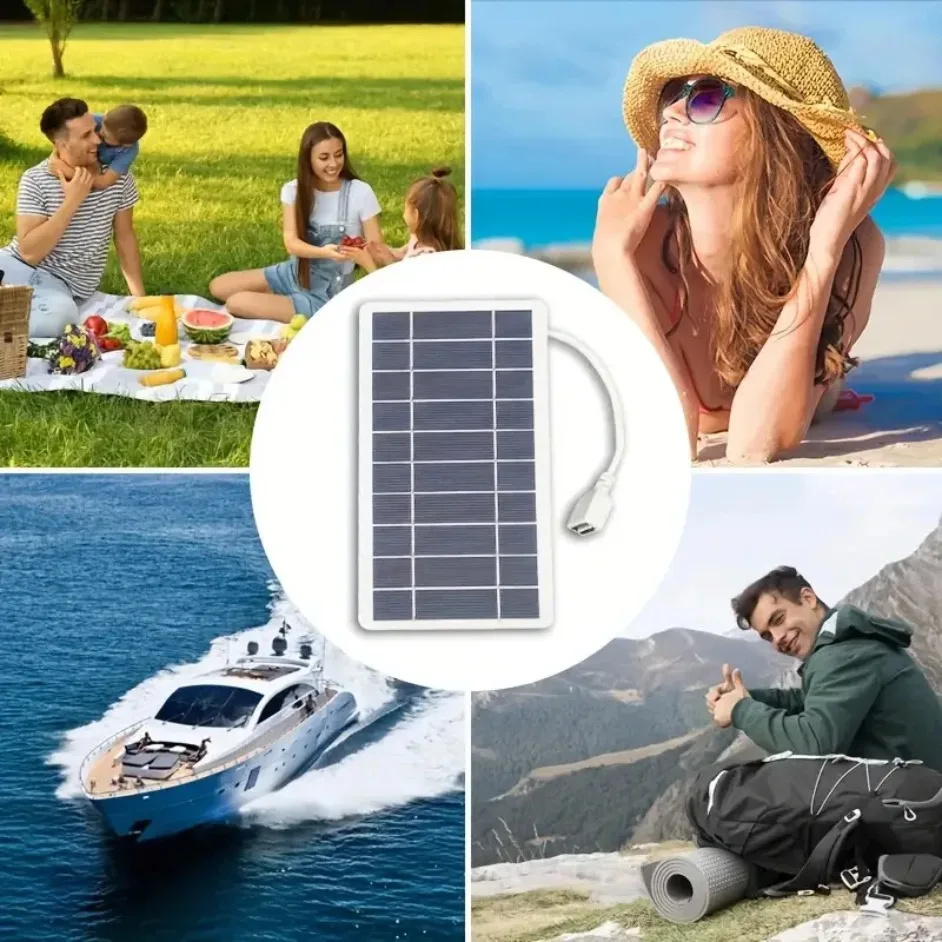 Portable USB Solar Panel Charger Safe Stable Power Charger for Cell Phones Fans Flashlights, Outdoor Travel Camping
