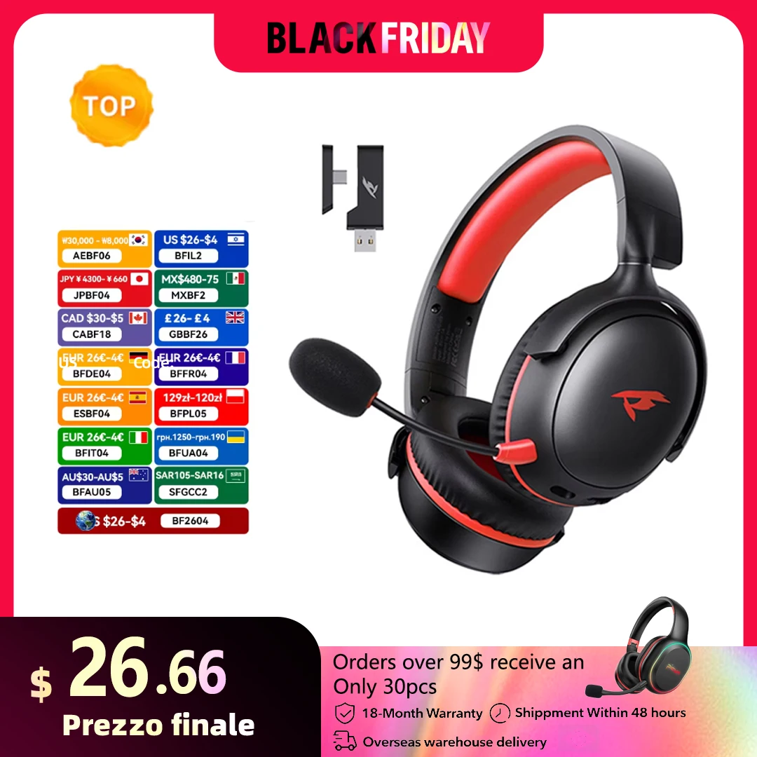 

Picun G3 Gaming Wireless Headphone with Mic Over-Ear Headphones Bluetooth 5.4 40mm Driver 2.4G/Wireless/Cable USB Headsets 65H