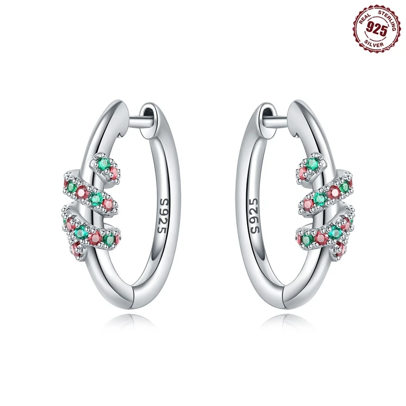 

Женские серьги-кольца из серебра 925 пробы, с цветным Цирконом