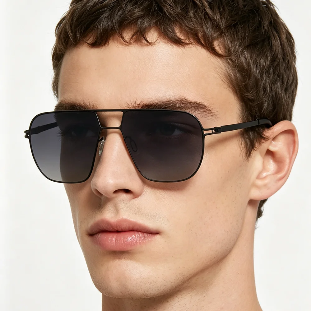 Germany Design Square Polarized Sunglasses Men Women Trendy Pilot Sun Eye Glasses Ultralight Gradual Color Spectacles Eyewear