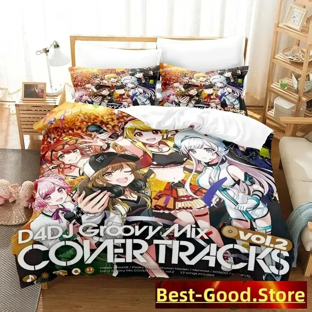 

D4DJ All Mix Комплект постельного белья с принтом, комплект постельного белья с наволочкой, пододеяльник, мягкий односпальный двойной королева, супер King Size, спальня