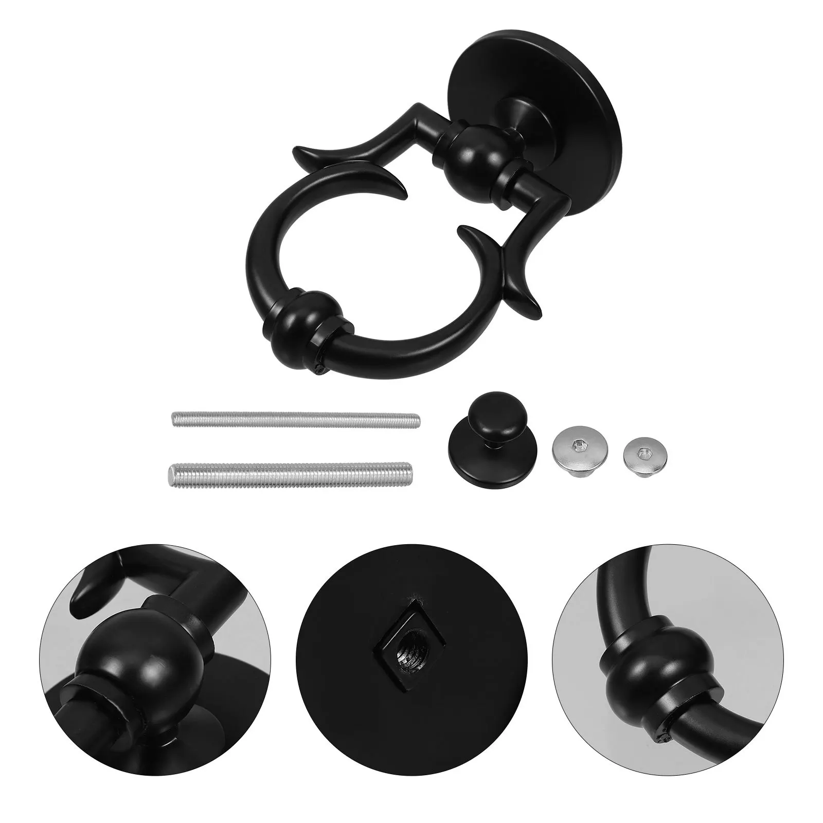 

1Set European Style Door Knocker Elegant Front Door Ring Handle Decorative Security Knocker Replacement Kit Household Gate