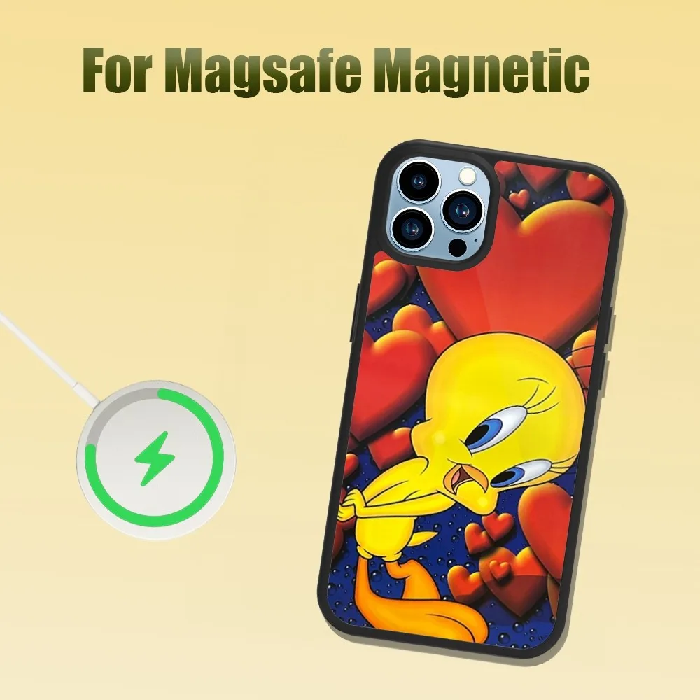 Cartoon T-Tweety Bird P-Piolin Phone Case For iPhone 13 12 11 14 15 Pro Max Plus Magsafe Magnetic Wireless Charging