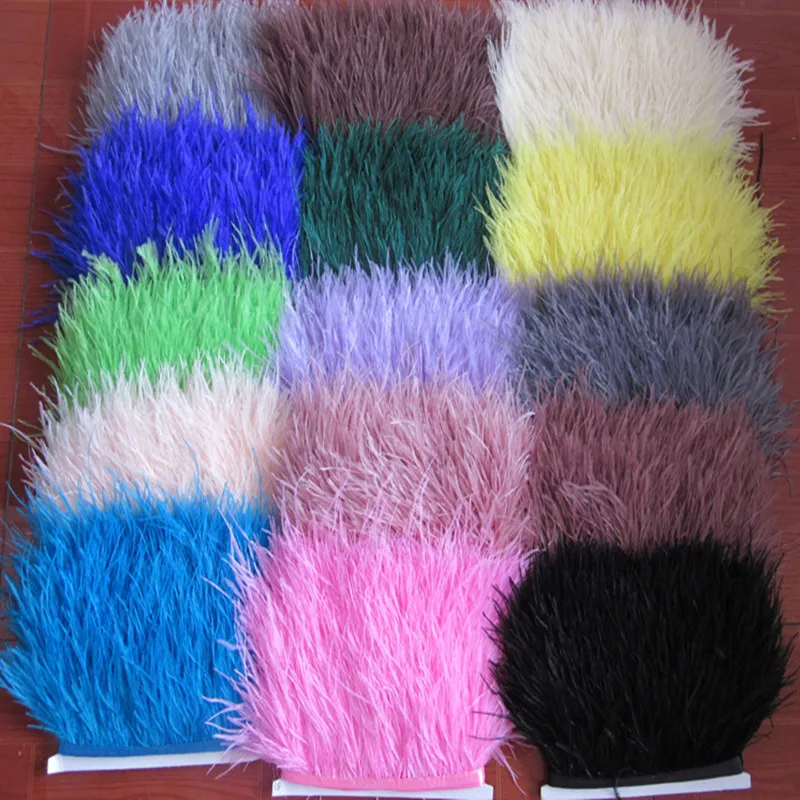 New! Wholesale high quality 10 meters  ostrich feather ribbon, feather length 8-10cm / DIY clothing accessories