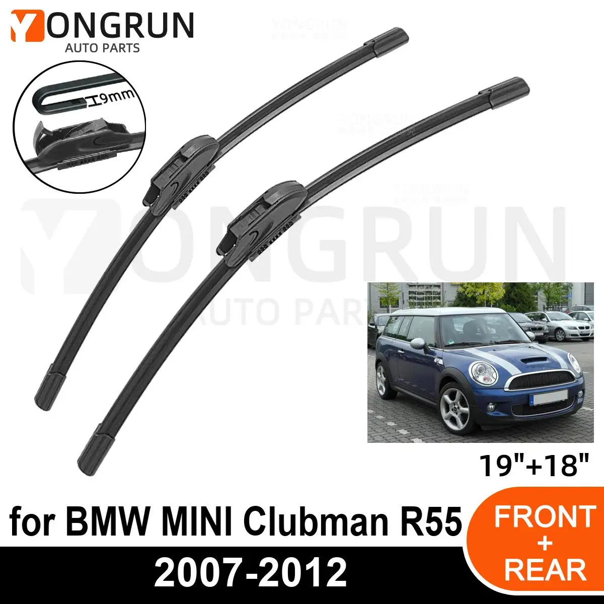 

Car Front Windshield Wipers For BMW MINI Clubman R55 2007-2012 Wiper Blade Rubber 19"+18" Car Windshield Windscreen Accessories