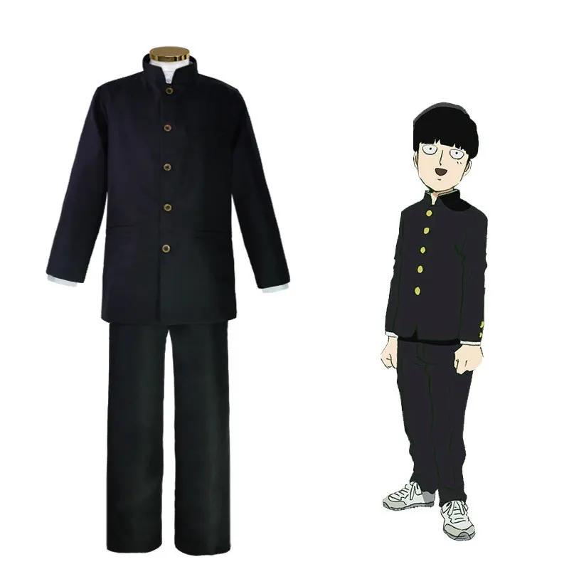 Kageyama Shigeo Mob Costume Cosplay Anime Mob Psycho 100 Parrucca Nera Uniforme Scolastica Giacca Pantaloni DK Vestito Festa di Halloween per Gli Uomini