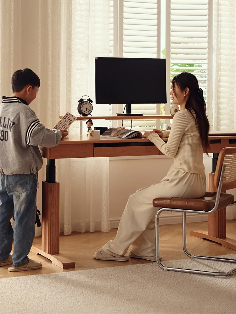 

Nordic Solid Wood Electric Height-Adjustable Desk – Ergonomic Sit Stand Computer Table with Memory Preset | Home Office & Gami