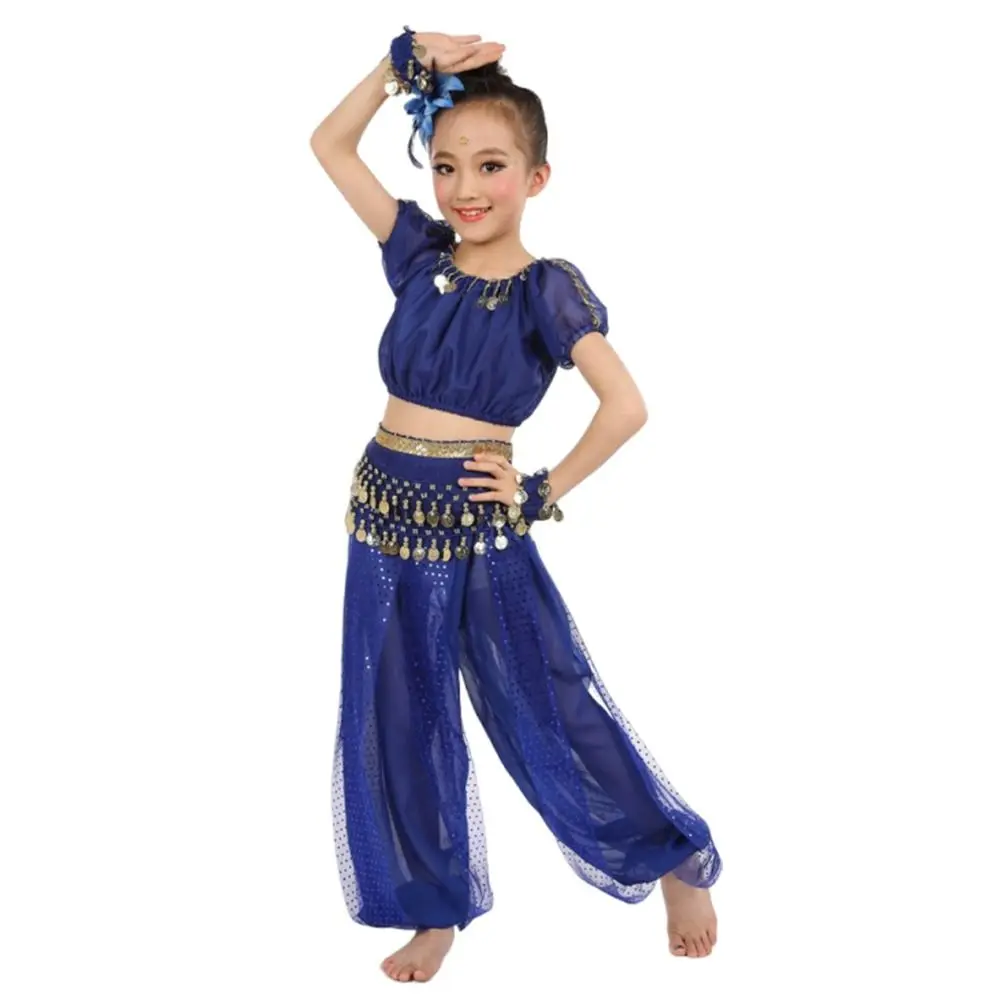 2Pcs/Set Sequins Belly Dance Costumes Elegant Professional Dance Top Pants Cha Cha Beautiful Kids Belly Dance Clothes