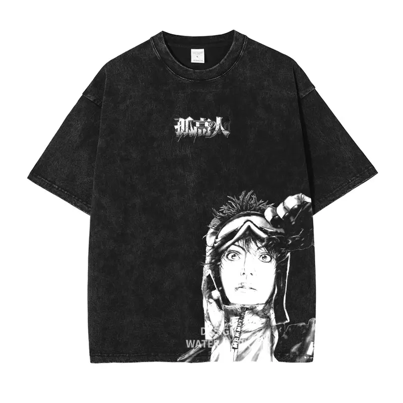 

Manga The Climber T Shirt Mori Buntarou Vintage Washed Tops Tees Anime Graphic Short Sleeve T-shirt Harajuku Men Clothing Cotton