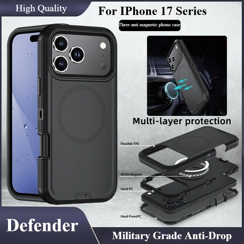 Ott Armor Box Shockproof Defender Case for IPhone 17 Pro Max 17Air 16 15 14 13 12 Pro Max for Magsafe Hard Cover