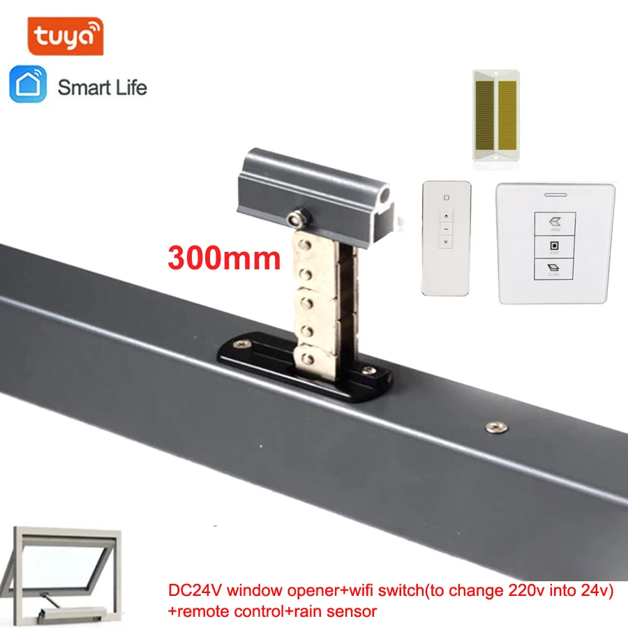 Abridor de ventanas con actuador inteligente, Motor eléctrico negro, cierre automático, tragaluz abierto, Wifi para invernadero, Tuya, Smartlife,