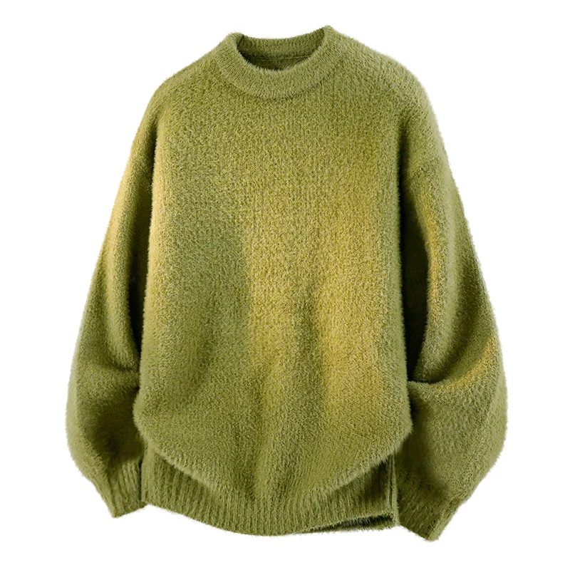 Men's Outdoor Windproof and Warm Knitted Round Neck Pullover Sweater Comfortable Breathable Fashionable and Versatile Plush Top