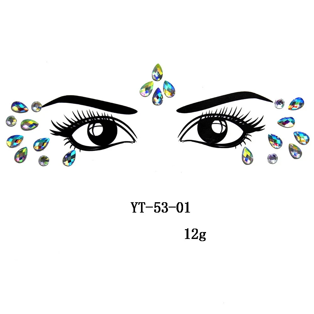 Glitter Face Jewels Sticker Temporary Tattoo Rhinestones Flash Shiny Tattoo Stickers Fake Diamond Party Makeup Decoration Tools
