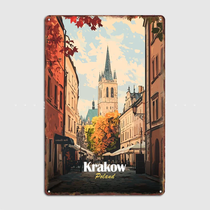 Krakow, Poland City Scenery Poster Metal Sign Room Decor Life Wall Custom Bedroom Indoor Home Wall Decor Posters Room Decoration