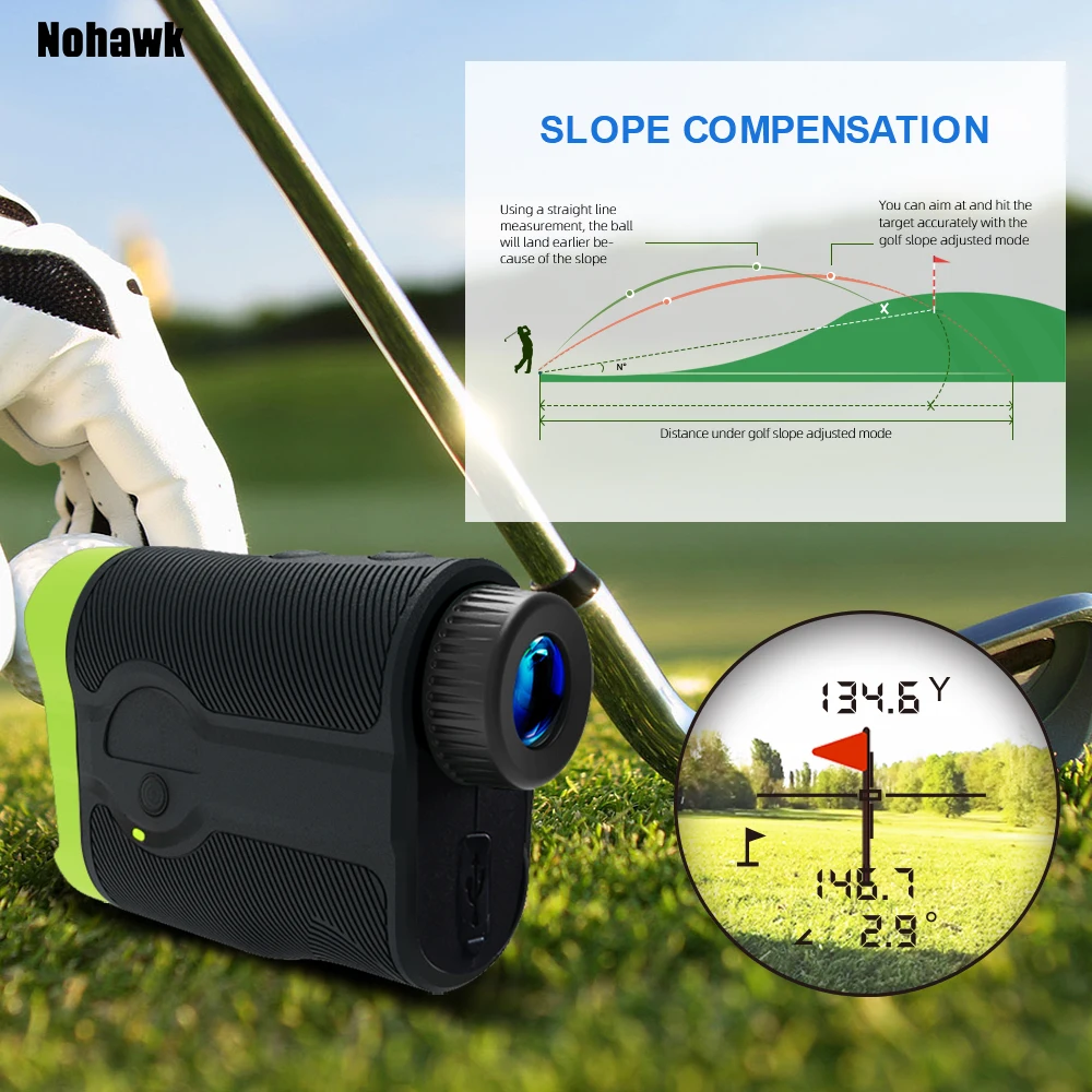 Nohawk Multifunctionele Golf Laser Afstandsmeter Telescoop Met Vlag-Lock Helling Afstandsmeter Voor De Jacht Bouw Monoculaire