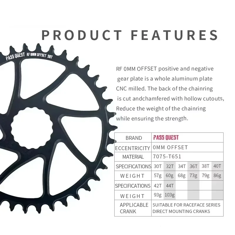 For Easton Raceface Chainring Race Face Mtb Plate 32 Teeth Direct Mount Oval Round Crown 34 36 38 Teeth 0mm Offset Narrow Wide - view 5