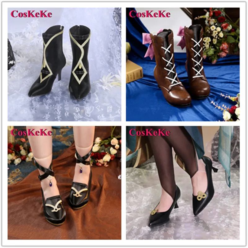 CosKeKe Kamisato Ayaka/Madame Ping/Lisa/Cloud Retainer Shoes Cosplay Game Genshin Impact High Heel Boots Role Play Accessories