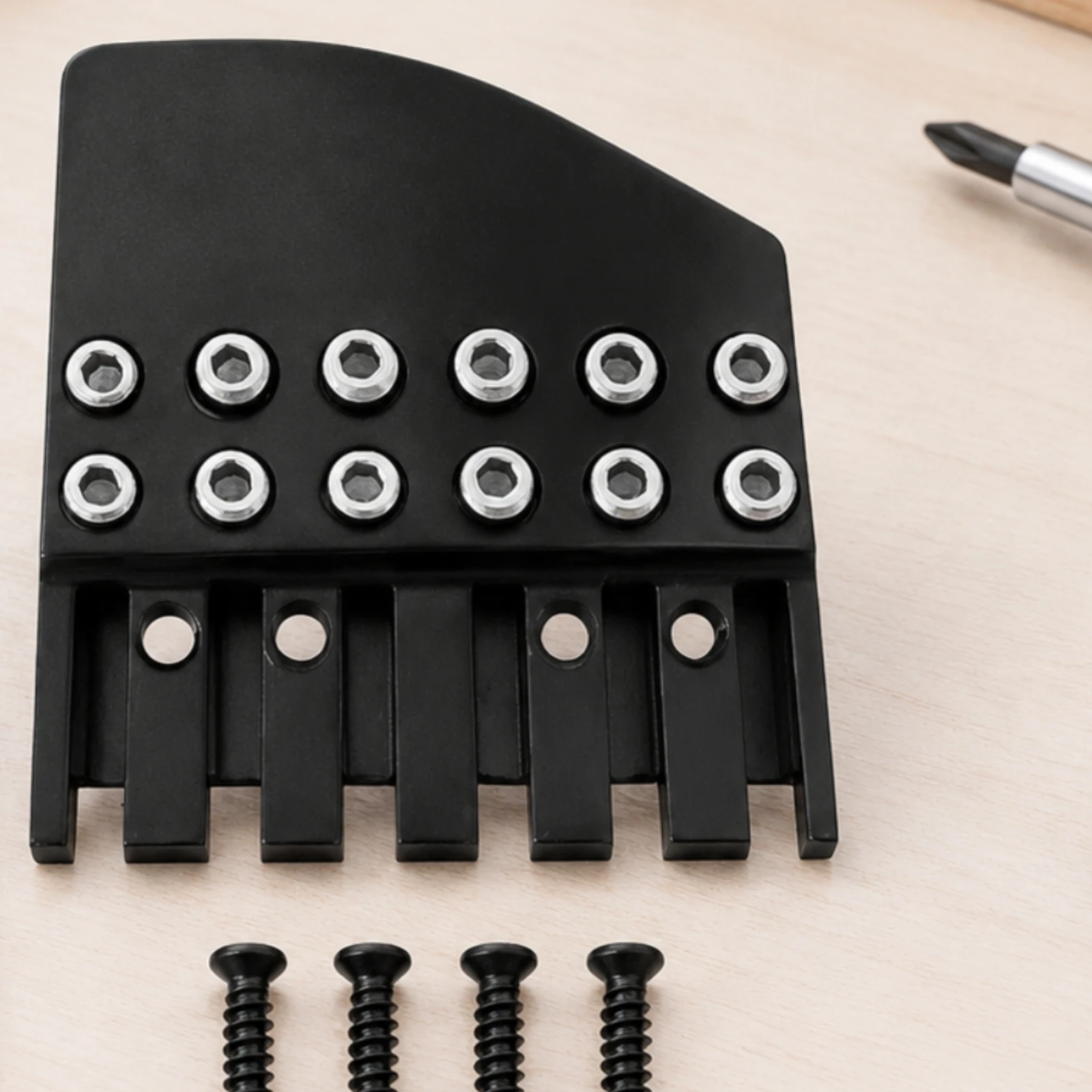Headless Guitar Bridge Long-Lasting Headless Electric Guitar Nut and String-Locking Bridge Slim Adjustable