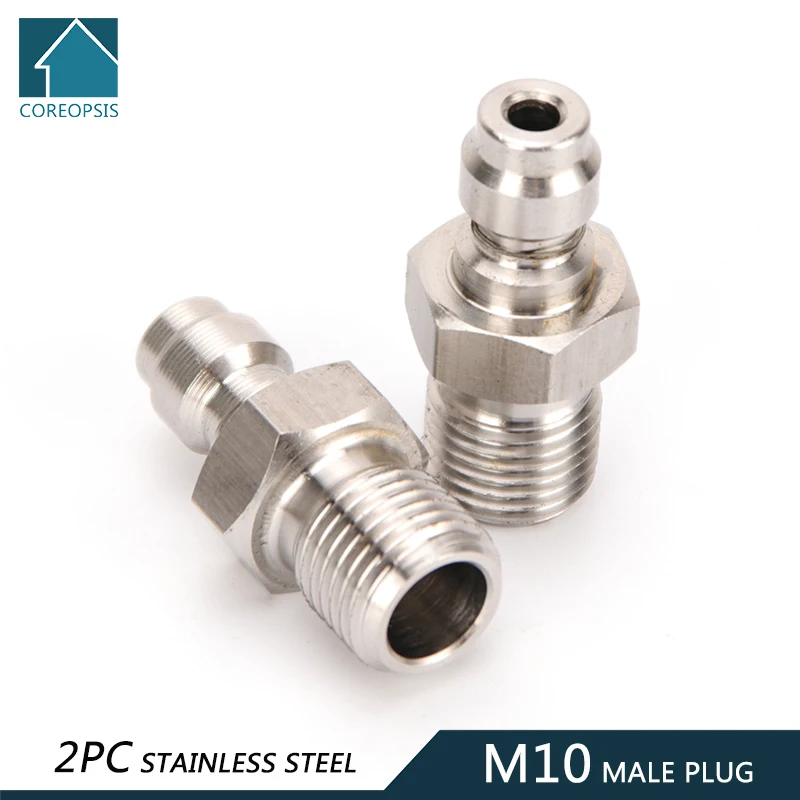 

8MM M10x1 Thread Stainless Steel Quick Coupler Filling Head Plug Adapter Quick Connect Fittings Couplings Air Pumps Parts 2pcs