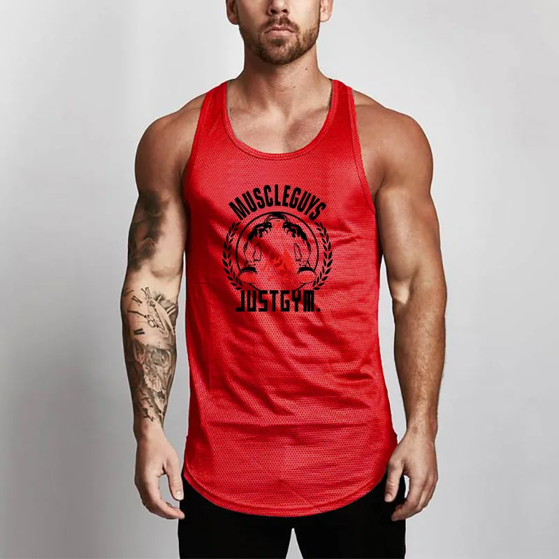 Breathable Cool Mesh Running Fitness Vests For Men Gym Workout weightlifting Lightweight Bodybuilding Shirts Summer Pumping Iron